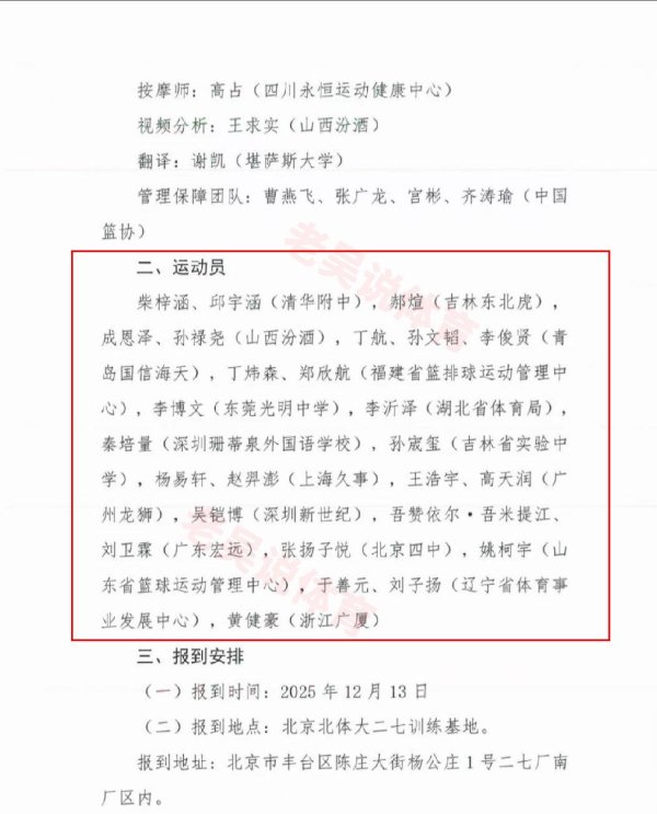 就在刚刚！中国男篮官宣26东谈主名单！广东辽宁各2东谈主，大韩后继有东谈主